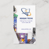 Computerreparaturgeschäft | Modern White Potrait Visitenkarte (Rückseite)