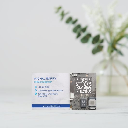 Computerreparaturgeschäft | Strichcode der Hauptpl Visitenkarte (Stehend Vorderseite)