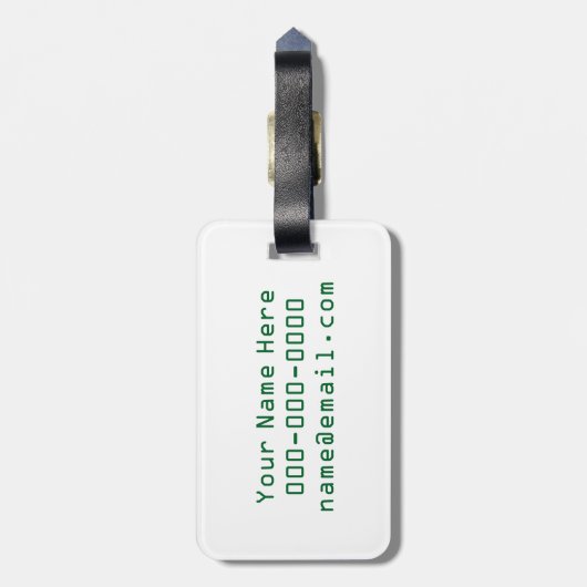 Computerschaltung auf Monogramm - dunkelgrün Gepäckanhänger (Rückseite vertikal)