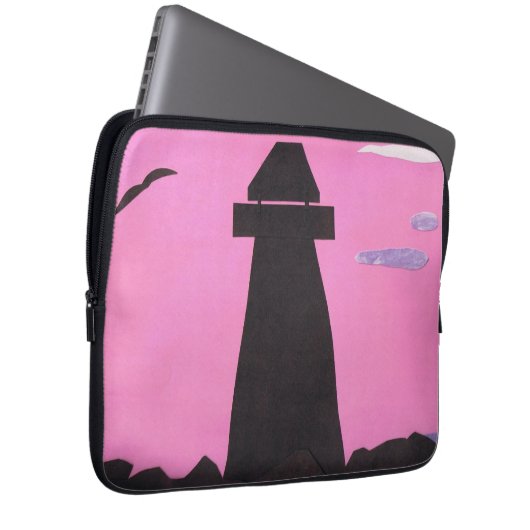 Computerschlauch mit Leuchtturmszene Laptopschutzhülle (Vorne Rechts)