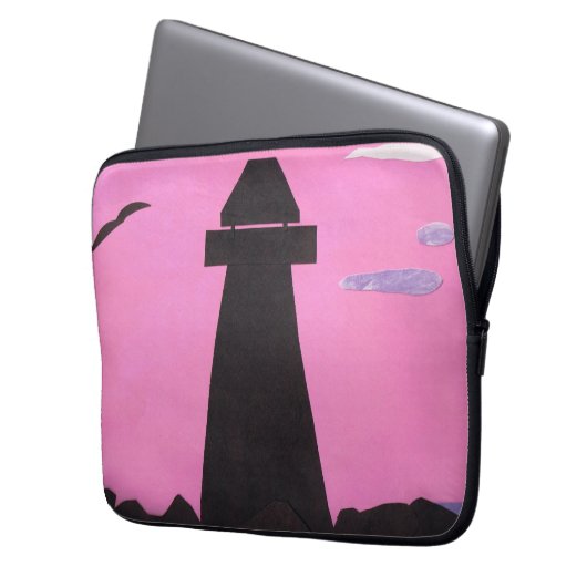 Computerschlauch mit Leuchtturmszene Laptopschutzhülle (Vorderseite Links)