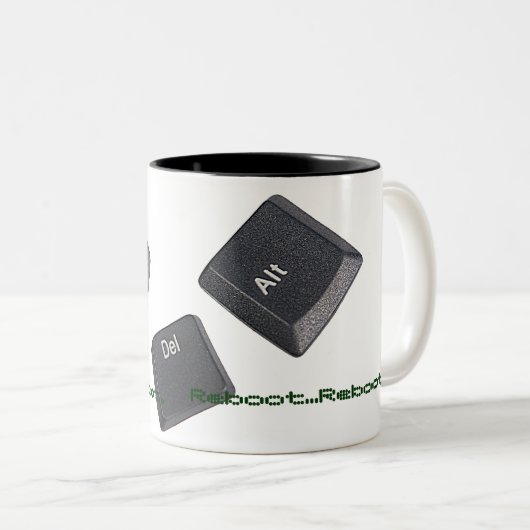 Computerschlüssel neu starten zweifarbige tasse (VorderseiteRechts)