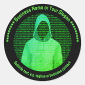 Computersicherheit - Hooded Hacker - Benutzerdefin Runder Aufkleber (Vorderseite)