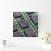 Computerspeicherchips Quadratische Wanduhr (Zuhause)