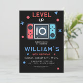 Computerspiel Level 10. Geburtstag Einladung (Stehend Vorderseite)