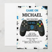 Computerspiel Level Up Gamer Geburtstag Einladung (Vorne/Hinten)