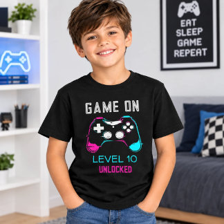 Computerspiel Level Up Gamer Geburtstagsfoto Kinde T-Shirt