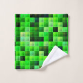 Computerspiel-Pixel grünes Quadratmuster Badhandtuch Set (Waschlappen)