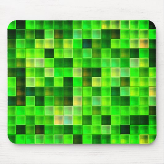Computerspiel-Pixel grünes Quadratmuster Mousepad (Vorne)
