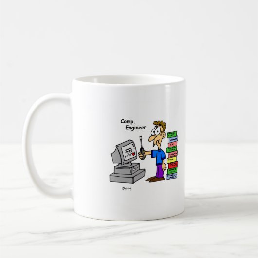Computertechniker-Cartoon Kaffeetasse (Links)