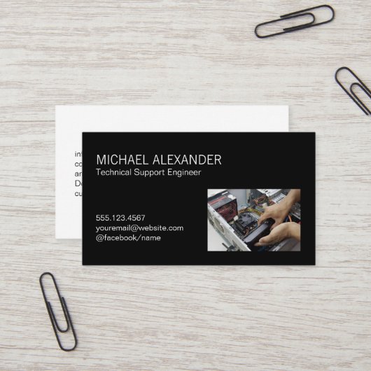 Computertechniker ersetzen Hardware Visitenkarte (Vorderseite/Rückseite Beispiel)