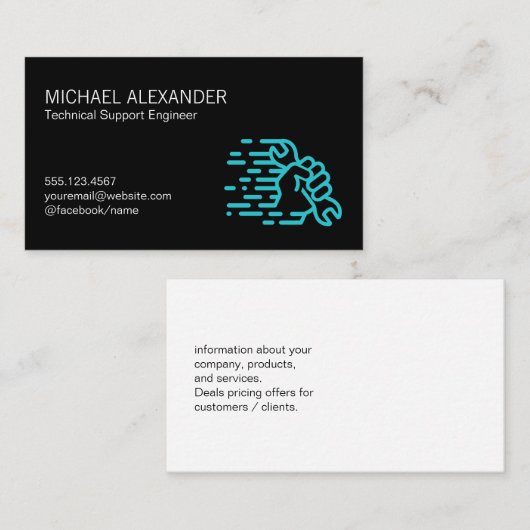 Computertechniker | Handschlüssel Visitenkarte (Vorne/Hinten)