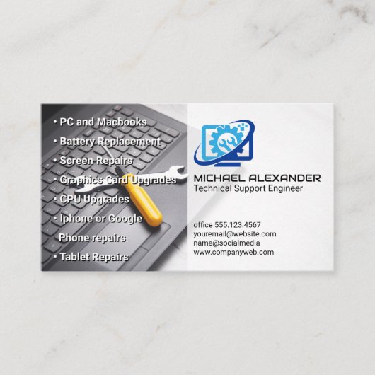 Computertechniker | Hardware-Tools Visitenkarte (Vorderseite)