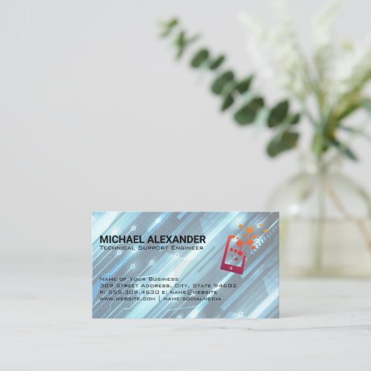 Computertechniker | Kommunikationsgerät Visitenkarte (Stehend Vorderseite)