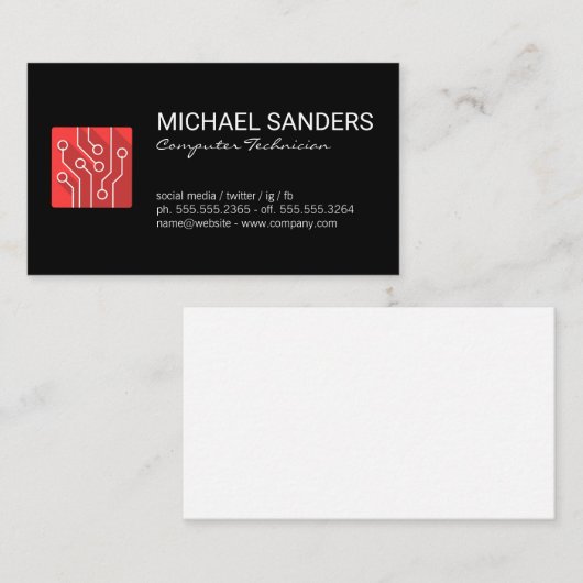 Computertechniker | Schaltkreise Visitenkarte (Vorne/Hinten)