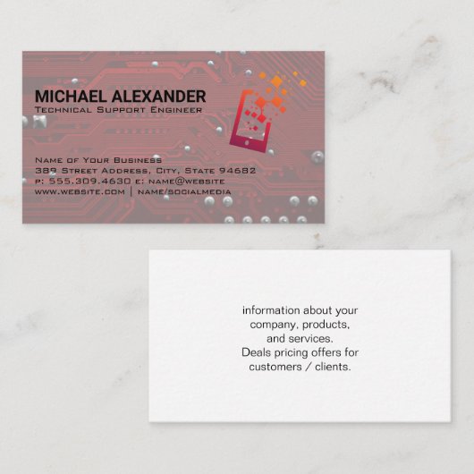 Computertechniker | Telefonlogo Visitenkarte (Vorne/Hinten)