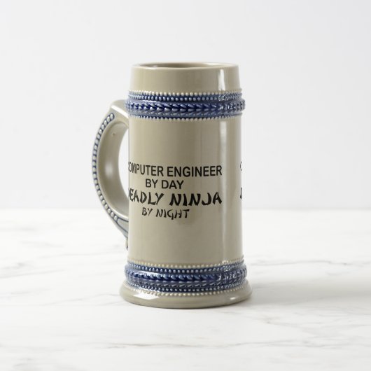 Computertechniker tödliches Ninja Bierglas (Vorderseite Links)