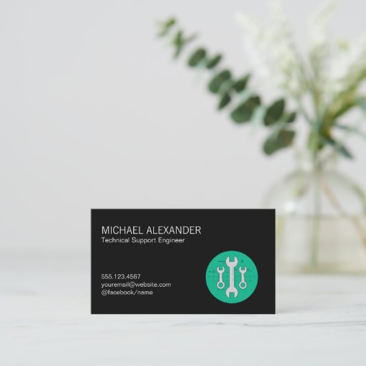 Computertechniker | Wrenches Visitenkarte (Stehend Vorderseite)