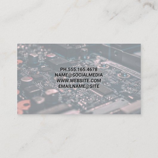 Computerteile | Hardware-Tech-Hintergrund Visitenkarte (Rückseite)