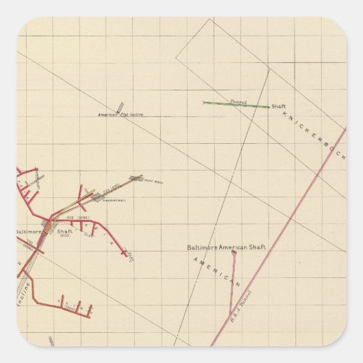 Comstock Mine Maps Number VIX Quadratischer Aufkleber (Vorderseite)