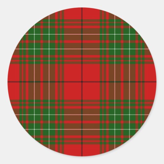 Comyn tartan red kariert runder aufkleber (Vorderseite)