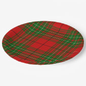 Comyn-Tartan rot grün kariert Pappteller (Schrägansicht)