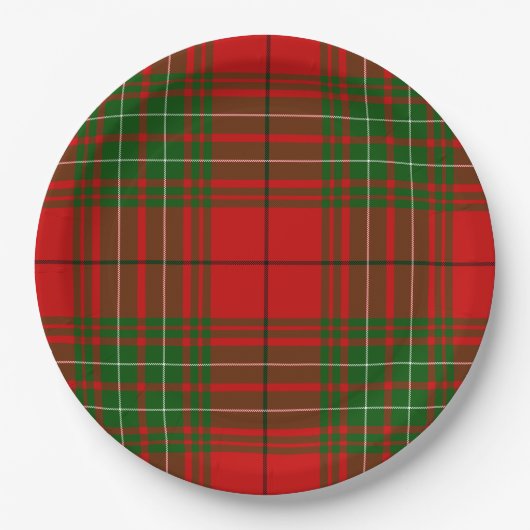 Comyn-Tartan rot grün kariert Pappteller (Vorderseite)