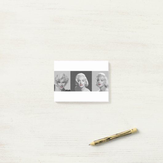 CON18BWRD Marilyn Trio-rote Lippen blaues Eyes.tif Post-it Klebezettel (Auf Schreibtisch)