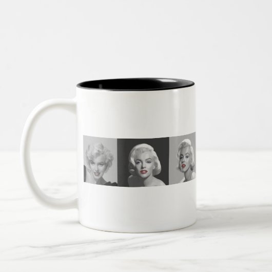 CON18BWRD Marilyn Trio-rote Lippen blaues Eyes.tif Zweifarbige Tasse (Links)
