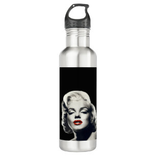 CON24BW-V4 rote Lippen Marilyn IN BLACK.tif Edelstahlflasche