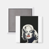 CON24BW-V4 Rote Lippen Marilyn in BLACK.tif Magnet (Vorderseite/Rückseite)