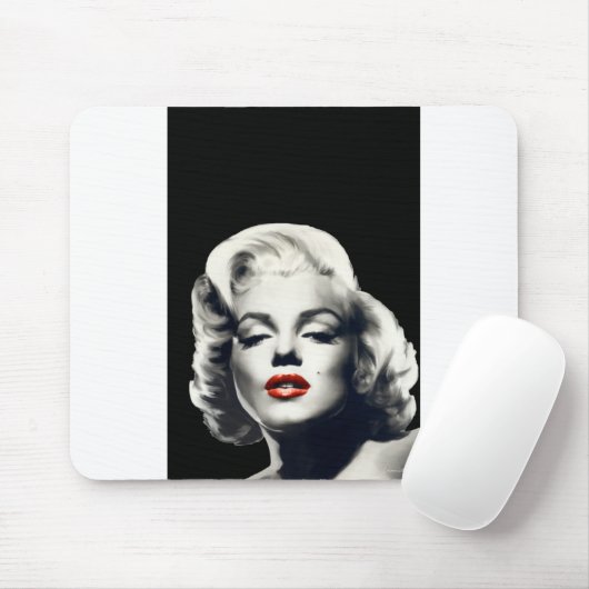 CON24BW-V4 rote Lippen Marilyn IN BLACK.tif Mousepad (Mit Mouse)