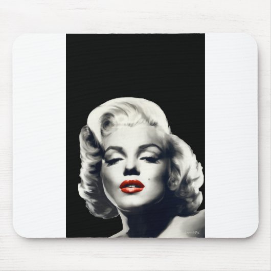 CON24BW-V4 rote Lippen Marilyn IN BLACK.tif Mousepad (Vorne)