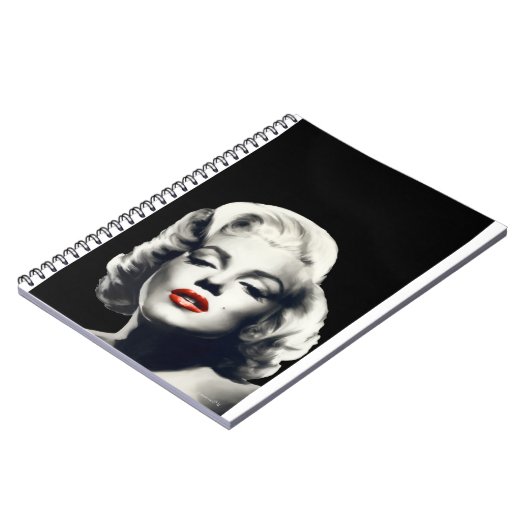 CON24BW-V4 rote Lippen Marilyn IN BLACK.tif Notizblock (Linke Seite)
