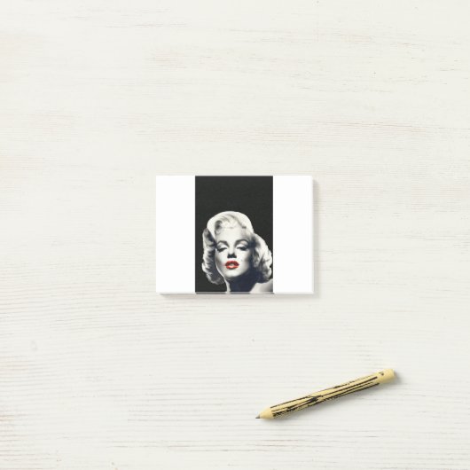CON24BW-V4 rote Lippen Marilyn IN BLACK.tif Post-it Klebezettel (Auf Schreibtisch)