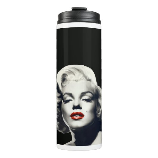CON24BW-V4 rote Lippen Marilyn IN BLACK.tif Thermosbecher (Vorderseite)