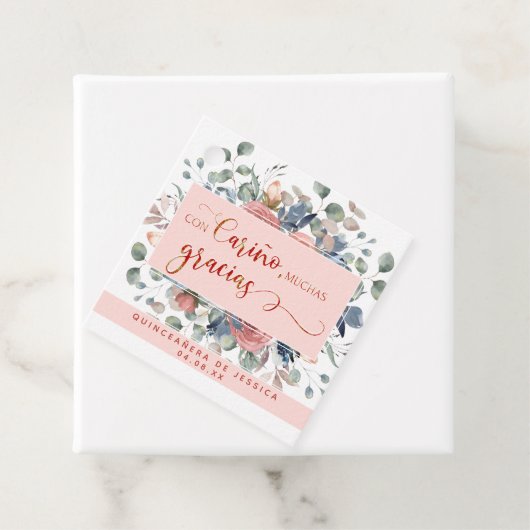 Con Cariño, Muchas Gracias, Floral, vielen Dank Geschenkanhänger (Beispiel)