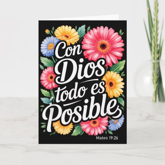 Con Dios Todo Es Posible Shirt Christian Spanish F Karte (Vorderseite)