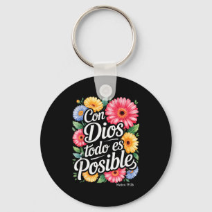 Con Dios Todo Es Posible-Shirt Christlich Spanisch Schlüsselanhänger