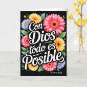 Con Dios Todo Es Posible T-Shirt Christlich Spanis Karte (Gelbe Blume)