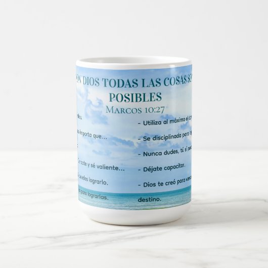 Con Dios Todo Posible Blue Sky Conquistas Metas Kaffeetasse (Mittel)