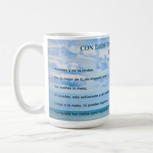 Con Dios Todo Posible Blue Sky Conquistas Metas Kaffeetasse (Links)