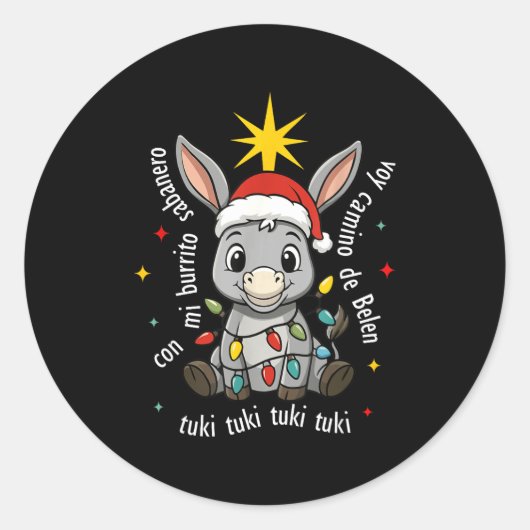 Con Mi Burrito Sabanero Mexican Tuki Tuki Latino X Runder Aufkleber (Vorderseite)