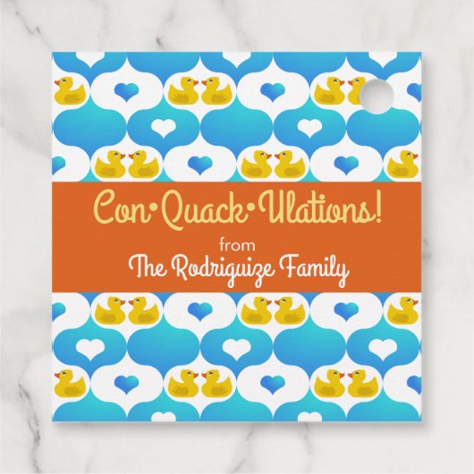 Con ・ Quack ・ Ulations! Kreuzküken Geschenkanhänger (Rückseite)