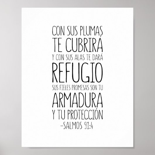 Con Sus Plumas Te Cubrirá, Salmos 91:4 Poster (Vorne)