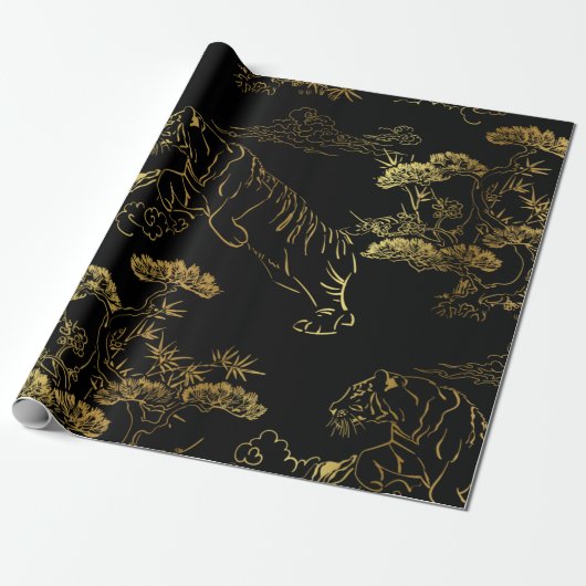 con tigre estilo japonés geschenkpapier (Ungerollt)