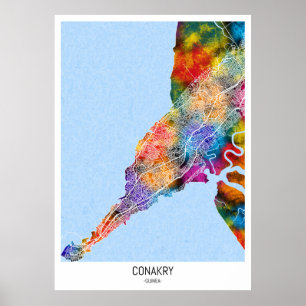 Conakry Guinea City Map Poster