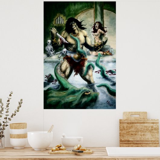 Conan vs Octopus Poster (Küche)