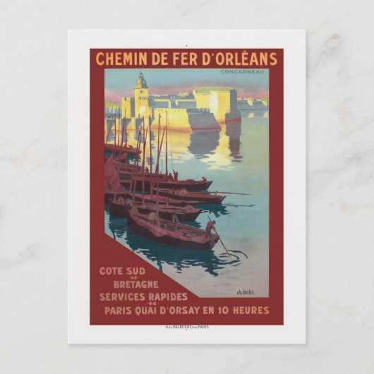 Concarneau France Vintage Poster 1919 Postkarte (Vorderseite)