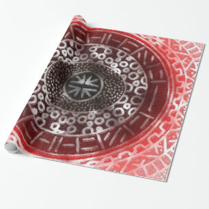 Concentric Circles African Tribal Print red ombre Geschenkpapier